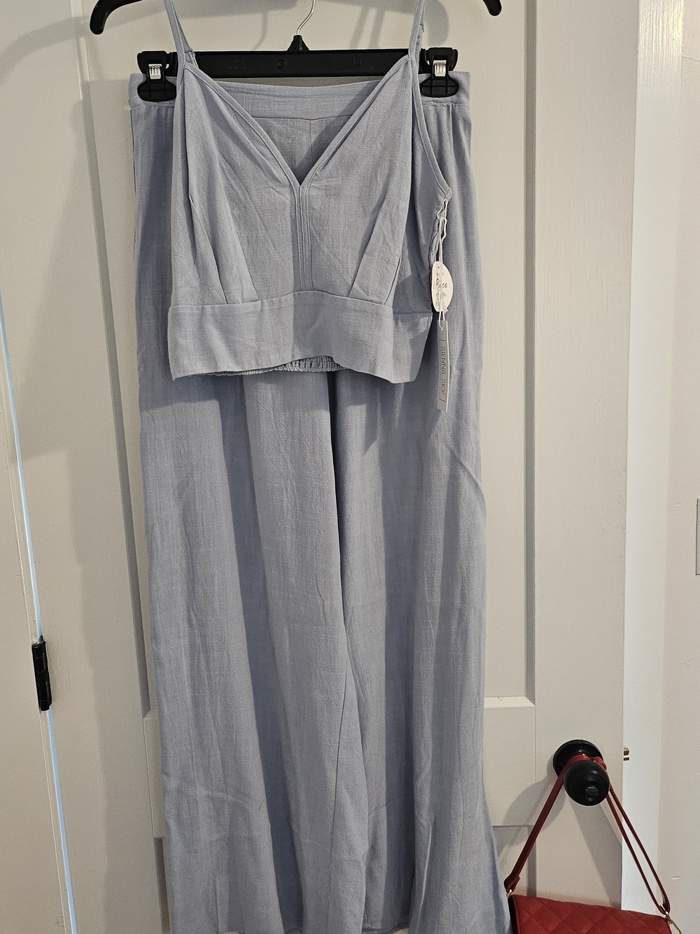 Sienna Sky Light Blue Wide-Leg Linen-Blend Jumpsuit